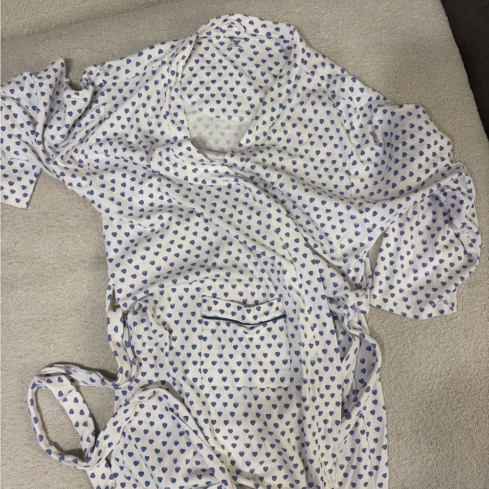 Roller Rabbit Blue and White Heart Pattern Robe - Picture 3 of 4